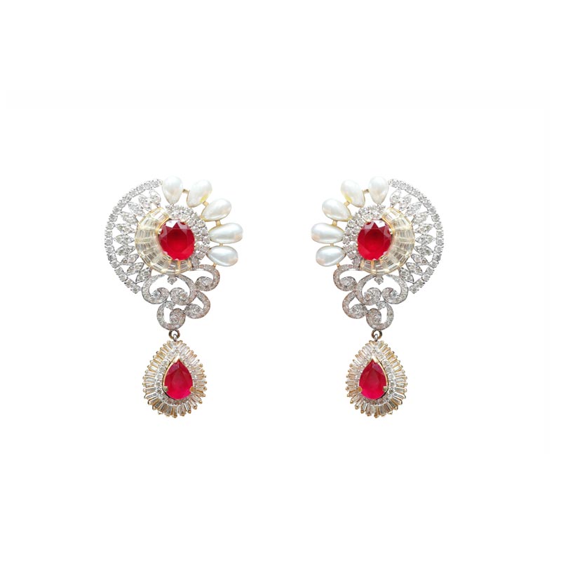 Diamond Earring (Colour Stone)