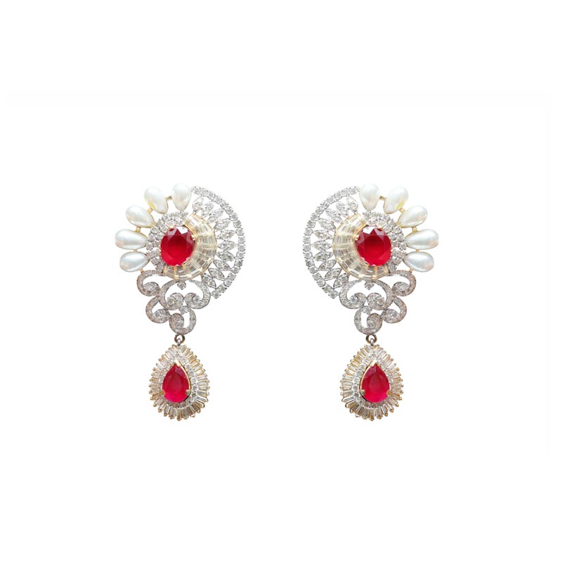 Diamond Earring (Colour Stone)