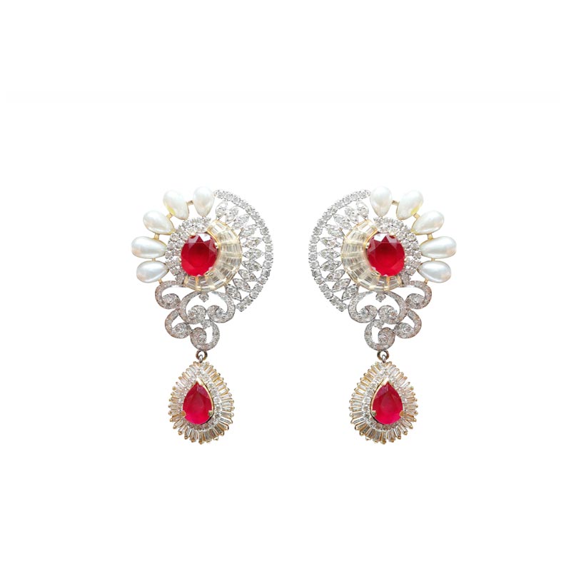 Diamond Earring (Colour Stone)